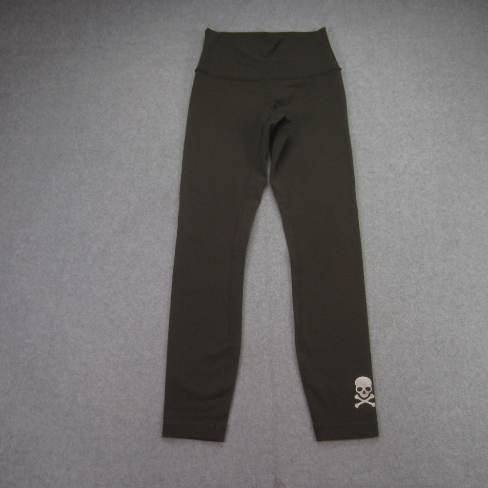 Lululemon X Soul Cycle Leggings Womens 4 Olive Green High‎ Rise  Skull Logo Yoga